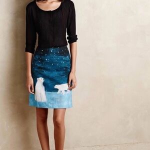 Anthropologie Blue Polar Bear Pencil Skirt